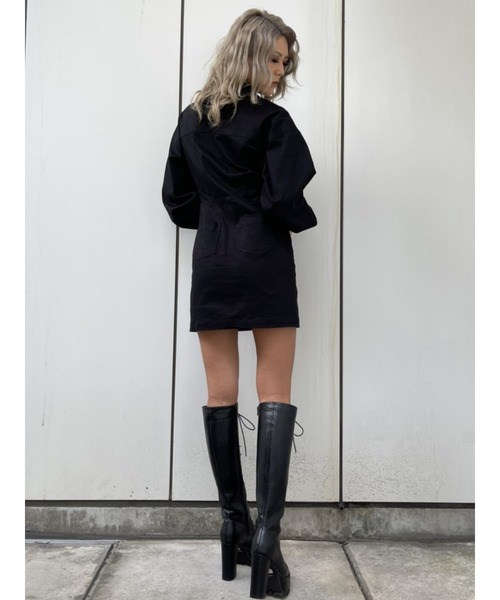 EGOIST（エゴイスト）の「ミリタリースタンドカラーワンピース（ワンピース・レディース・ブラック/ベージュ・S/M）」の4枚目の写真