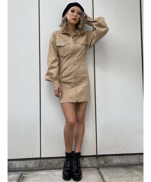 EGOIST（エゴイスト）の「ミリタリースタンドカラーワンピース（ワンピース・レディース・ブラック/ベージュ・S/M）」の9枚目の写真