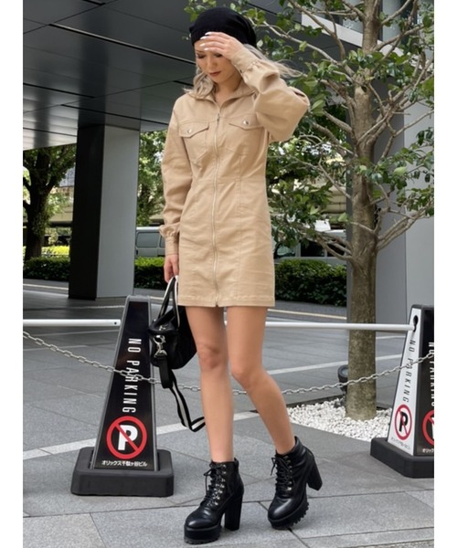 EGOIST（エゴイスト）の「ミリタリースタンドカラーワンピース（ワンピース・レディース・ブラック/ベージュ・S/M）」の11枚目の写真