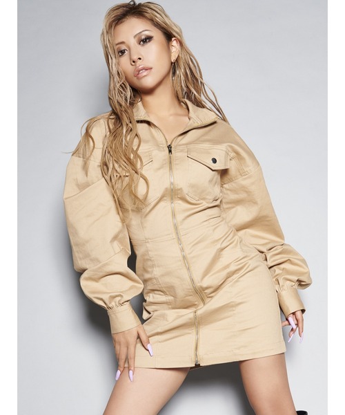 EGOIST（エゴイスト）の「ミリタリースタンドカラーワンピース（ワンピース・レディース・ブラック/ベージュ・S/M）」の12枚目の写真