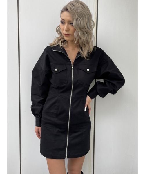 EGOIST（エゴイスト）の「ミリタリースタンドカラーワンピース（ワンピース・レディース・ブラック/ベージュ・S/M）」の5枚目の写真