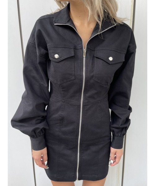 EGOIST（エゴイスト）の「ミリタリースタンドカラーワンピース（ワンピース・レディース・ブラック/ベージュ・S/M）」の18枚目の写真