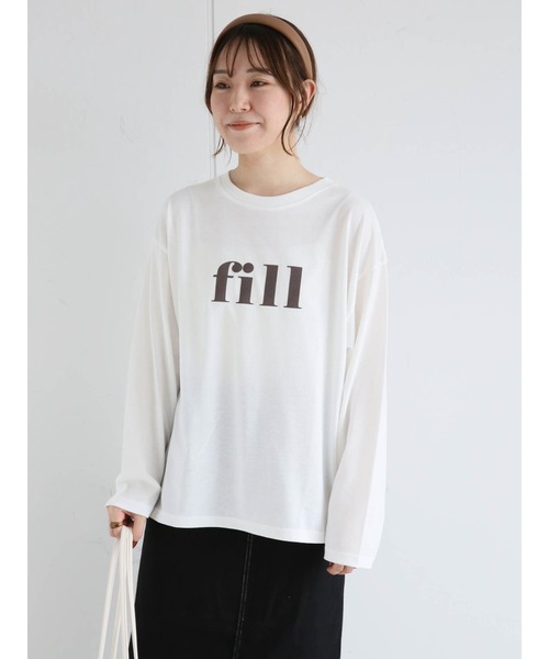 ehka sopo(エヘカソポ)の「フロッキーロゴTシャツ(Tシャツ/カットソー・レディース・ベージュ/オフホワイト/チャコール・フリ-)」の1枚目の写真