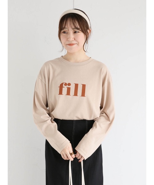 ehka sopo(エヘカソポ)の「フロッキーロゴTシャツ(Tシャツ/カットソー・レディース・ベージュ/オフホワイト/チャコール・フリ-)」の14枚目の写真