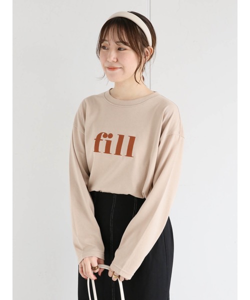 ehka sopo(エヘカソポ)の「フロッキーロゴTシャツ(Tシャツ/カットソー・レディース・ベージュ/オフホワイト/チャコール・フリ-)」の11枚目の写真