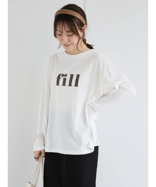 ehka sopo(エヘカソポ)の「フロッキーロゴTシャツ(Tシャツ/カットソー・レディース・ベージュ/オフホワイト/チャコール・フリ-)」の12枚目の写真