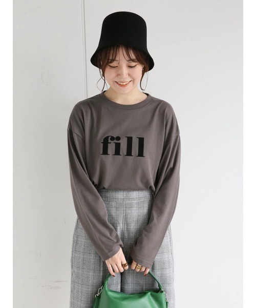 ehka sopo(エヘカソポ)の「フロッキーロゴTシャツ(Tシャツ/カットソー・レディース・ベージュ/オフホワイト/チャコール・フリ-)」の18枚目の写真