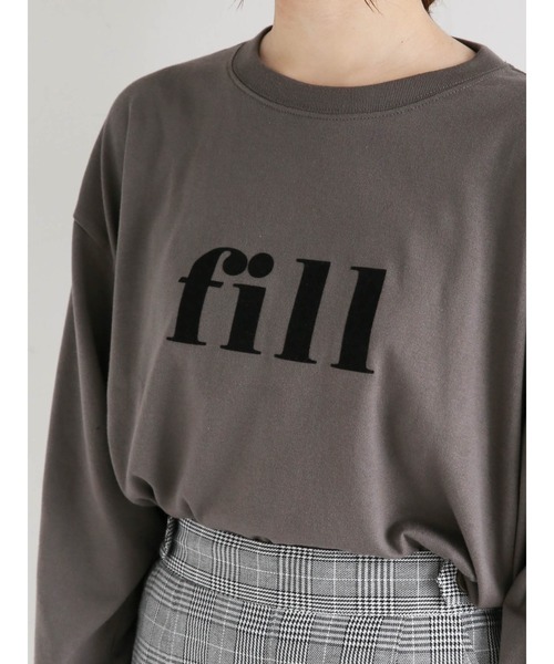 ehka sopo(エヘカソポ)の「フロッキーロゴTシャツ(Tシャツ/カットソー・レディース・ベージュ/オフホワイト/チャコール・フリ-)」の10枚目の写真