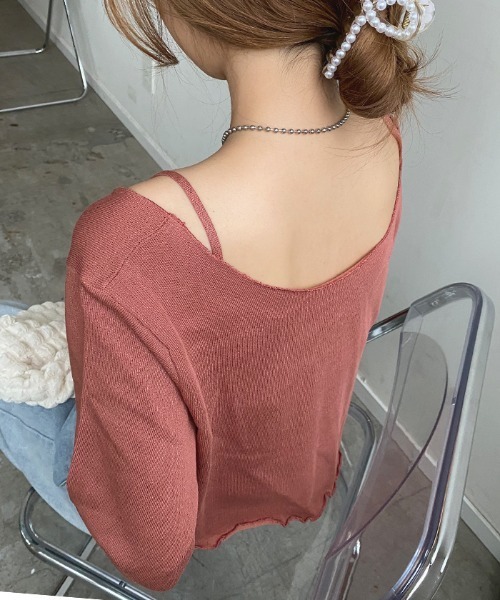 Futier land(フューティアランド)の「Wリボンカーディガン×キャミSET(カーディガン/ボレロ・レディース・ブラック/ピンク/アイボリー・FREE)」の10枚目の写真