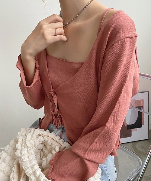 Futier land(フューティアランド)の「Wリボンカーディガン×キャミSET(カーディガン/ボレロ・レディース・ブラック/ピンク/アイボリー・FREE)」の13枚目の写真