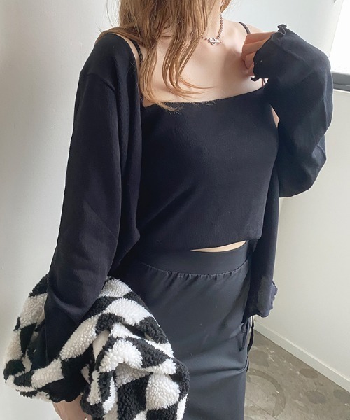 Futier land(フューティアランド)の「Wリボンカーディガン×キャミSET(カーディガン/ボレロ・レディース・ブラック/ピンク/アイボリー・FREE)」の19枚目の写真