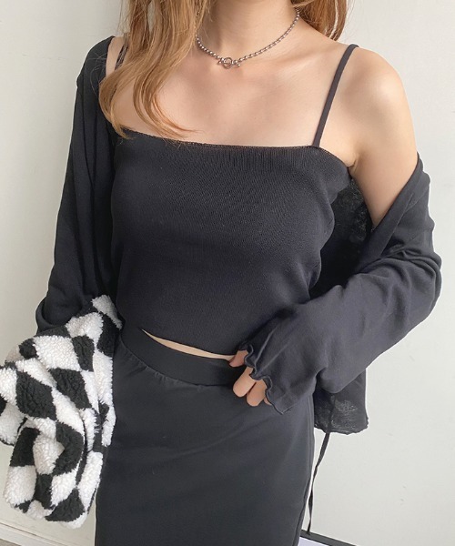 Futier land(フューティアランド)の「Wリボンカーディガン×キャミSET(カーディガン/ボレロ・レディース・ブラック/ピンク/アイボリー・FREE)」の21枚目の写真