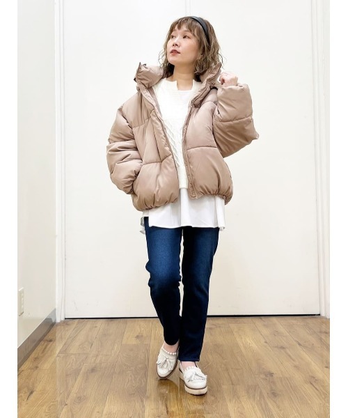 HONEYSUCKLE ROSE（ハニーサックルローズ）の「【HONEYSUCKLE ROSE】ショート中綿ジャケット（ブルゾン・レディース・オフホワイト/ベージュ/ブラック・M/L）」の18枚目の写真