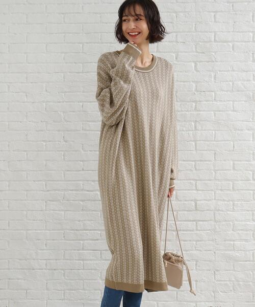 SHOO・LA・RUE(シューラルー)の「◆ストンとしたゆるシルエット!レトロ柄 ジャカード ワンピース(ワンピース・レディース・ベージュ系その他2/ブラック系3/ブルー系3・00)」の17枚目の写真