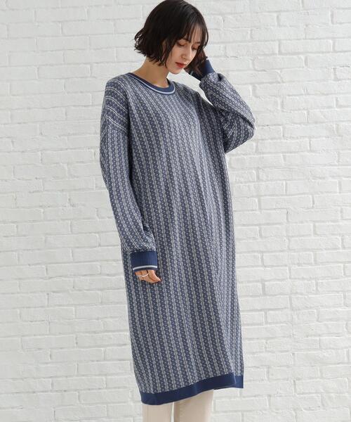 SHOO・LA・RUE(シューラルー)の「◆ストンとしたゆるシルエット!レトロ柄 ジャカード ワンピース(ワンピース・レディース・ベージュ系その他2/ブラック系3/ブルー系3・00)」の10枚目の写真
