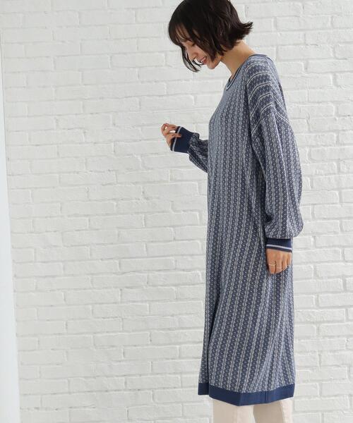 SHOO・LA・RUE(シューラルー)の「◆ストンとしたゆるシルエット!レトロ柄 ジャカード ワンピース(ワンピース・レディース・ベージュ系その他2/ブラック系3/ブルー系3・00)」の6枚目の写真