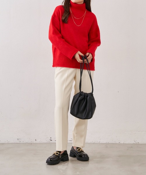 Shelly island（シェリーアイランド）の「ハイネックニット（ニット/セーター・レディース・ブラック/ブラウン/グリーン/レッド/ホワイト・FREE）」の14枚目の写真