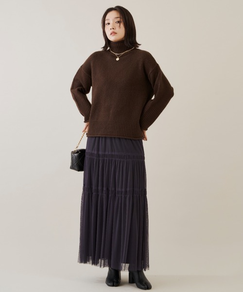 Shelly island（シェリーアイランド）の「ハイネックニット（ニット/セーター・レディース・ブラック/ブラウン/グリーン/レッド/ホワイト・FREE）」の22枚目の写真