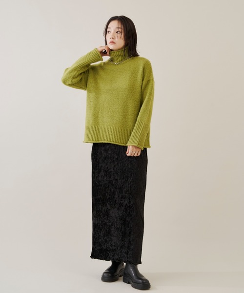 Shelly island（シェリーアイランド）の「ハイネックニット（ニット/セーター・レディース・ブラック/ブラウン/グリーン/レッド/ホワイト・FREE）」の17枚目の写真