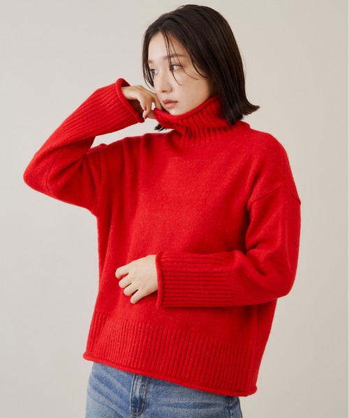 Shelly island（シェリーアイランド）の「ハイネックニット（ニット/セーター・レディース・ブラック/ブラウン/グリーン/レッド/ホワイト・FREE）」の7枚目の写真