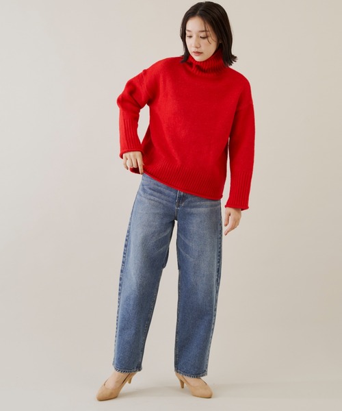 Shelly island（シェリーアイランド）の「ハイネックニット（ニット/セーター・レディース・ブラック/ブラウン/グリーン/レッド/ホワイト・FREE）」の11枚目の写真