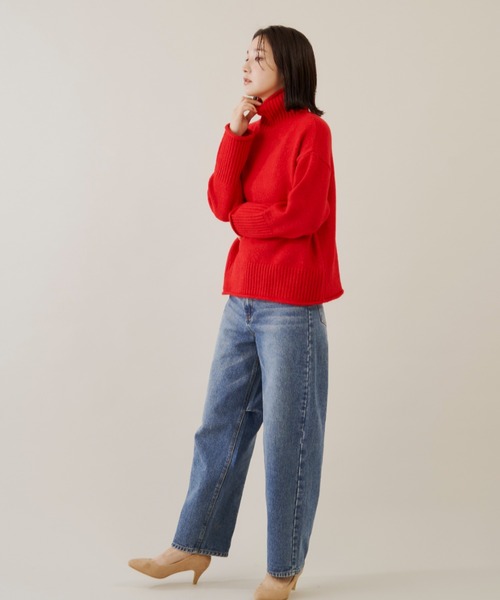 Shelly island（シェリーアイランド）の「ハイネックニット（ニット/セーター・レディース・ブラック/ブラウン/グリーン/レッド/ホワイト・FREE）」の12枚目の写真