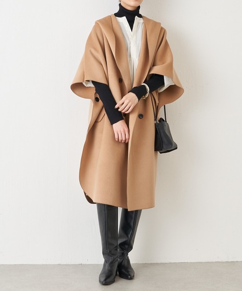 専用　新品 BEARDSLEY ウールポンチョコート キャメル ウールポンチョコート （その他アウター）｜BEARDSLEY