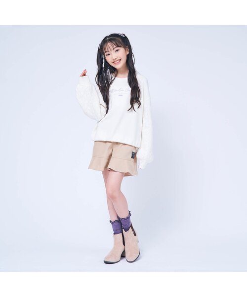 algy（アルジー）の「レースアップクルーソックス（ソックス/靴下・キッズ・ラベンダー/グリーン/オフホワイト・21/24）」の4枚目の写真