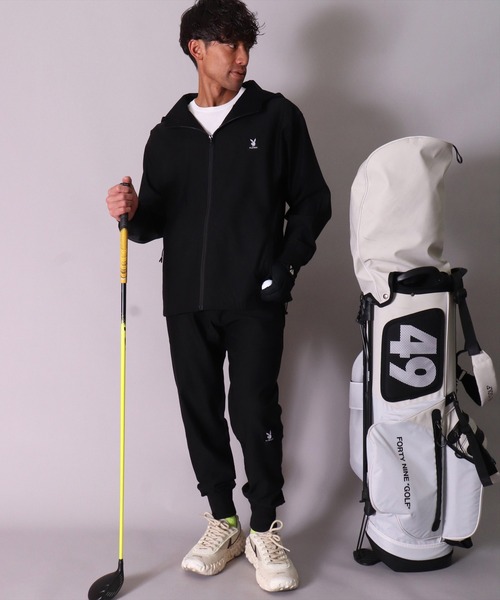 PLAYBOY（プレイボーイ）の「(DV)【PLAYBOY GOLF】ストレッチ ツイル フード ジャケット（ブルゾン・メンズ・ブラック/チャコールグレー・MEDIUM/LARGE/X-LARGE）」の3枚目の写真