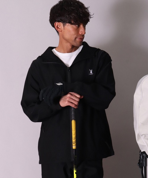 PLAYBOY（プレイボーイ）の「(DV)【PLAYBOY GOLF】ストレッチ ツイル フード ジャケット（ブルゾン・メンズ・ブラック/チャコールグレー・MEDIUM/LARGE/X-LARGE）」の4枚目の写真