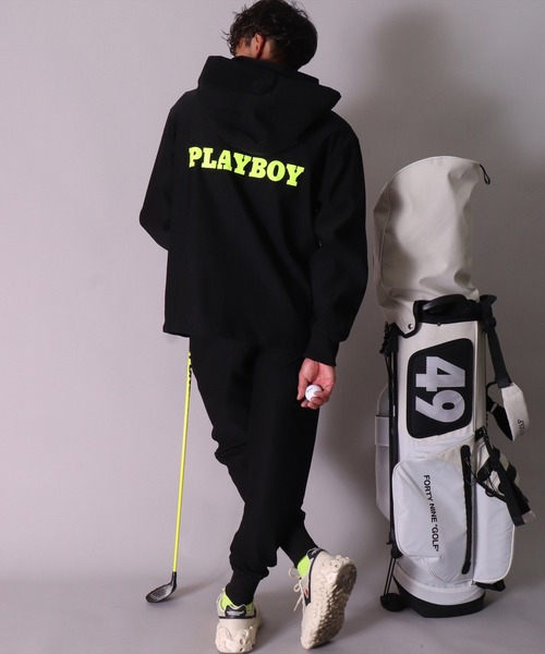 PLAYBOY（プレイボーイ）の「(DV)【PLAYBOY GOLF】ストレッチ ツイル フード ジャケット（ブルゾン・メンズ・ブラック/チャコールグレー・MEDIUM/LARGE/X-LARGE）」の5枚目の写真