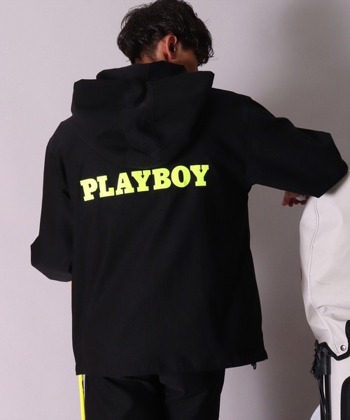 PLAYBOY（プレイボーイ）の「(DV)【PLAYBOY GOLF】ストレッチ ツイル フード ジャケット（ブルゾン・メンズ・ブラック/チャコールグレー・MEDIUM/LARGE/X-LARGE）」の6枚目の写真