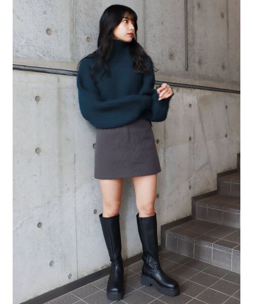 MURUA（ムルーア）の「ショートクラッシュニット（ニット/セーター・レディース・グリーン/アイボリー/ダークグレー・FREE）」の16枚目の写真