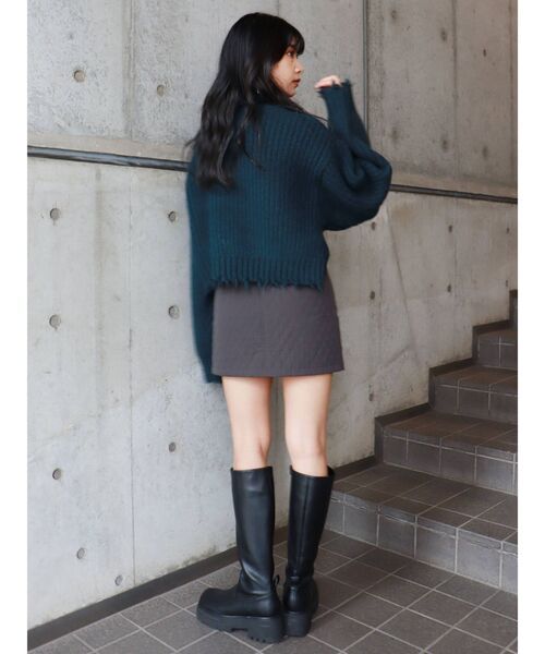 MURUA（ムルーア）の「ショートクラッシュニット（ニット/セーター・レディース・グリーン/アイボリー/ダークグレー・FREE）」の19枚目の写真