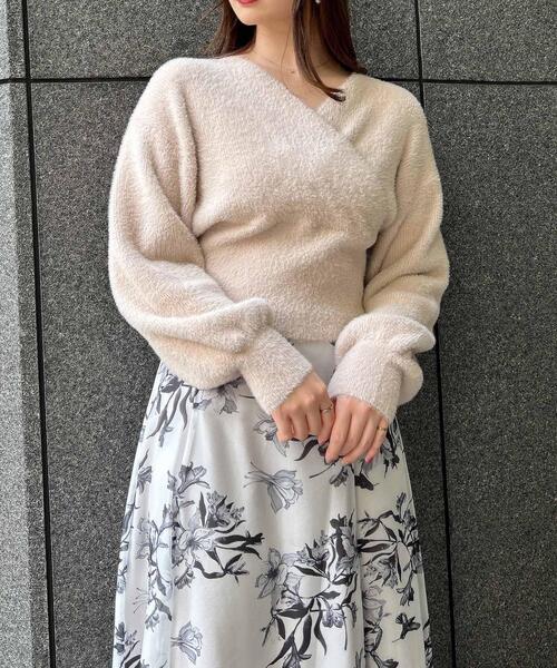 INGNI（イング）の「フェザーヤーンカシュクールニット（ニット/セーター・レディース・ベージュ/オフホワイト/ブルーグレー・M）」の6枚目の写真