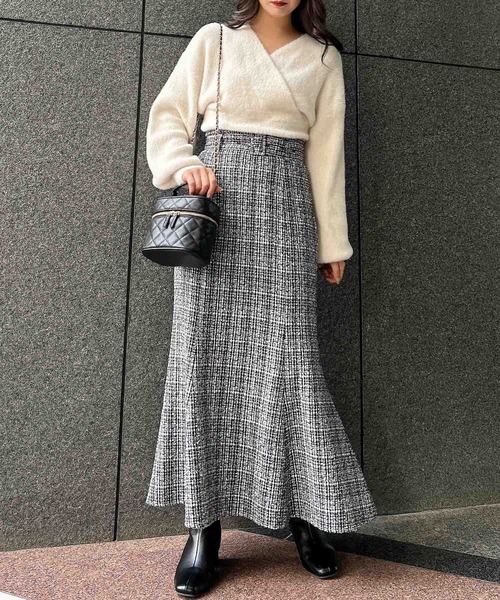 INGNI（イング）の「フェザーヤーンカシュクールニット（ニット/セーター・レディース・ベージュ/オフホワイト/ブルーグレー・M）」の8枚目の写真