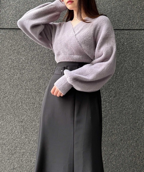 INGNI（イング）の「フェザーヤーンカシュクールニット（ニット/セーター・レディース・ベージュ/オフホワイト/ブルーグレー・M）」の11枚目の写真