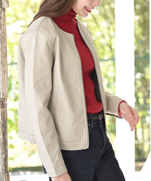 rps(アールピーエス)の「ノーカラーライダースジャケット(ライダースジャケット・レディース・ベージュ/ブラック/アイボリー・M/フリー)」の11枚目の写真