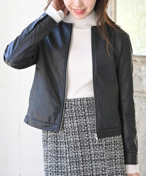 rps(アールピーエス)の「ノーカラーライダースジャケット(ライダースジャケット・レディース・ベージュ/ブラック/アイボリー・M/フリー)」の16枚目の写真