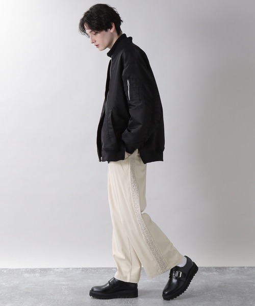 RAGEBLUE(レイジブルー)の「ジャガード刺繍ラインワイドパンツ(スラックス・メンズ・ホワイト/グリーン/グレー/ブラック・SMALL/MEDIUM/LARGE)」の14枚目の写真