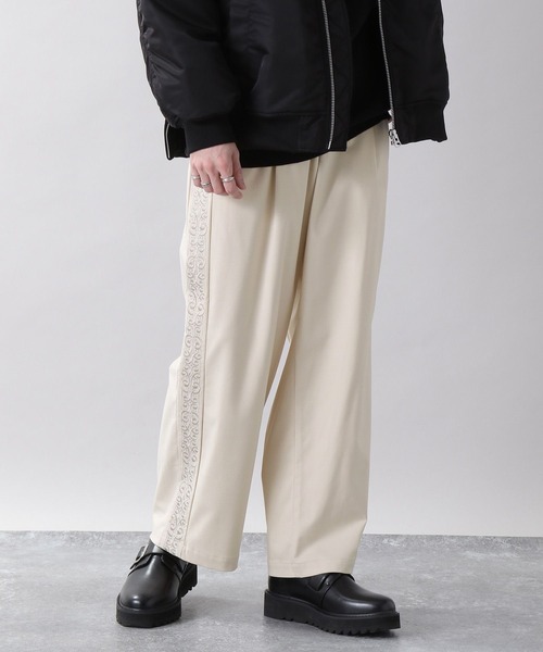 RAGEBLUE(レイジブルー)の「ジャガード刺繍ラインワイドパンツ(スラックス・メンズ・ホワイト/グリーン/グレー/ブラック・SMALL/MEDIUM/LARGE)」の19枚目の写真