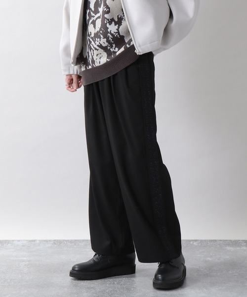 RAGEBLUE(レイジブルー)の「ジャガード刺繍ラインワイドパンツ(スラックス・メンズ・ホワイト/グリーン/グレー/ブラック・SMALL/MEDIUM/LARGE)」の10枚目の写真