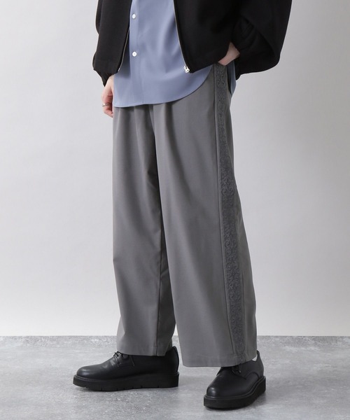 RAGEBLUE(レイジブルー)の「ジャガード刺繍ラインワイドパンツ(スラックス・メンズ・ホワイト/グリーン/グレー/ブラック・SMALL/MEDIUM/LARGE)」の16枚目の写真
