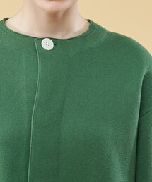 23SS ギャルリーヴィー コットンシルクミラノリブ ノーカラーコート ネイビー 23SS ギャルリーヴィー コットンシルクミラノリブ ノーカラー
