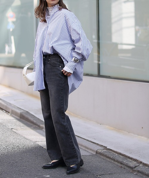 ストライプバンドカラービックシャツ