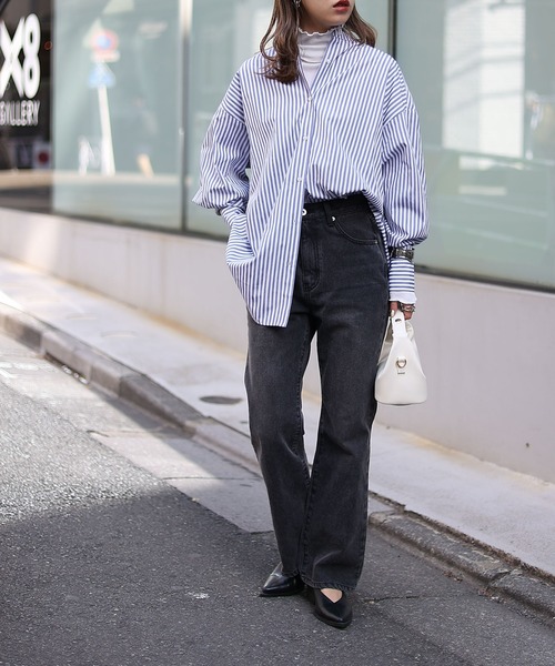 ストライプバンドカラービックシャツ