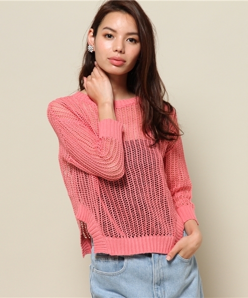 FREE'S MART（フリーズマート）の「ローゲージニット（ニット/セーター・レディース・ホワイト/ネイビー/オレンジ・MEDIUM）」の3枚目の写真