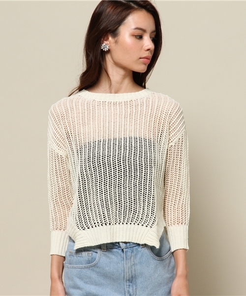 FREE'S MART（フリーズマート）の「ローゲージニット（ニット/セーター・レディース・ホワイト/ネイビー/オレンジ・MEDIUM）」の4枚目の写真