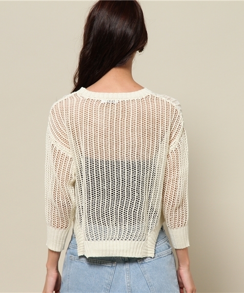 FREE'S MART（フリーズマート）の「ローゲージニット（ニット/セーター・レディース・ホワイト/ネイビー/オレンジ・MEDIUM）」の6枚目の写真