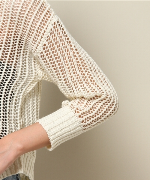 FREE'S MART（フリーズマート）の「ローゲージニット（ニット/セーター・レディース・ホワイト/ネイビー/オレンジ・MEDIUM）」の9枚目の写真